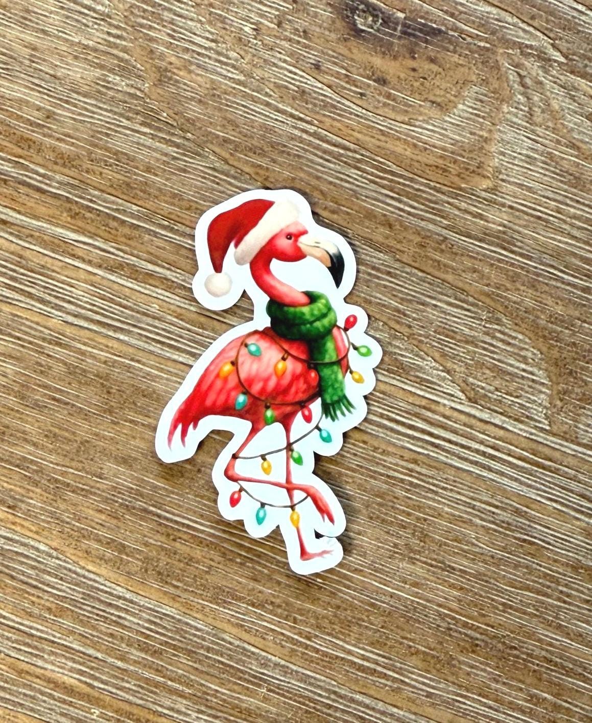 HoHo Flamingo All Wrapped Up In Christmas- Greeting Card Blank , Christmas Card, Flamingo Christmas all occasion Card, sticker to match card