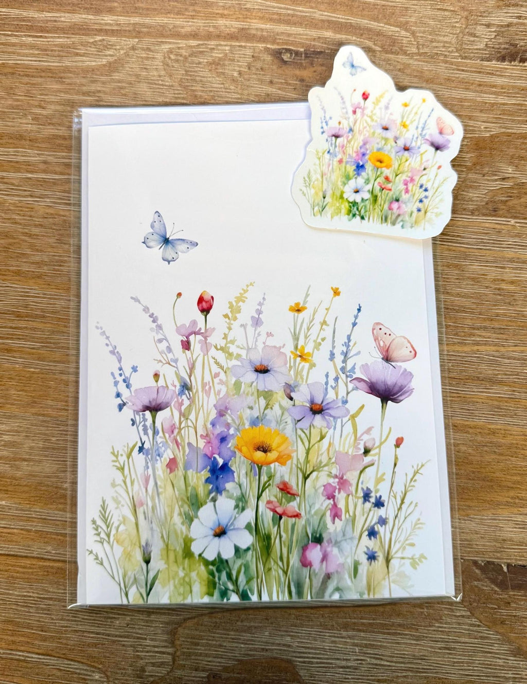 Field Of Flowers -Flowers, Greeting Card Blank , all occasion Card, sticker to match card
