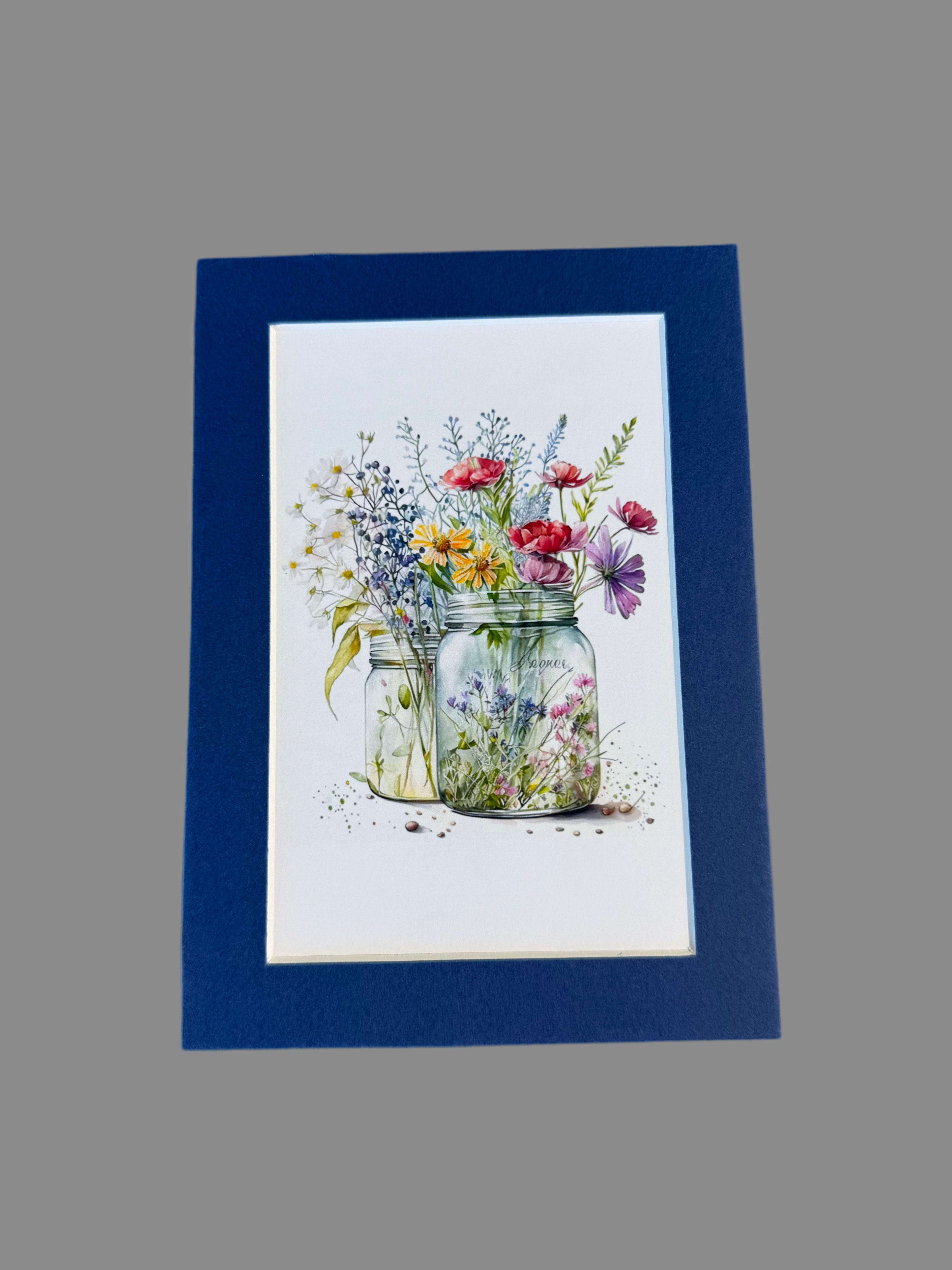 Mason Jar Wildflower Art Print  Floral Decor for Home  Garden