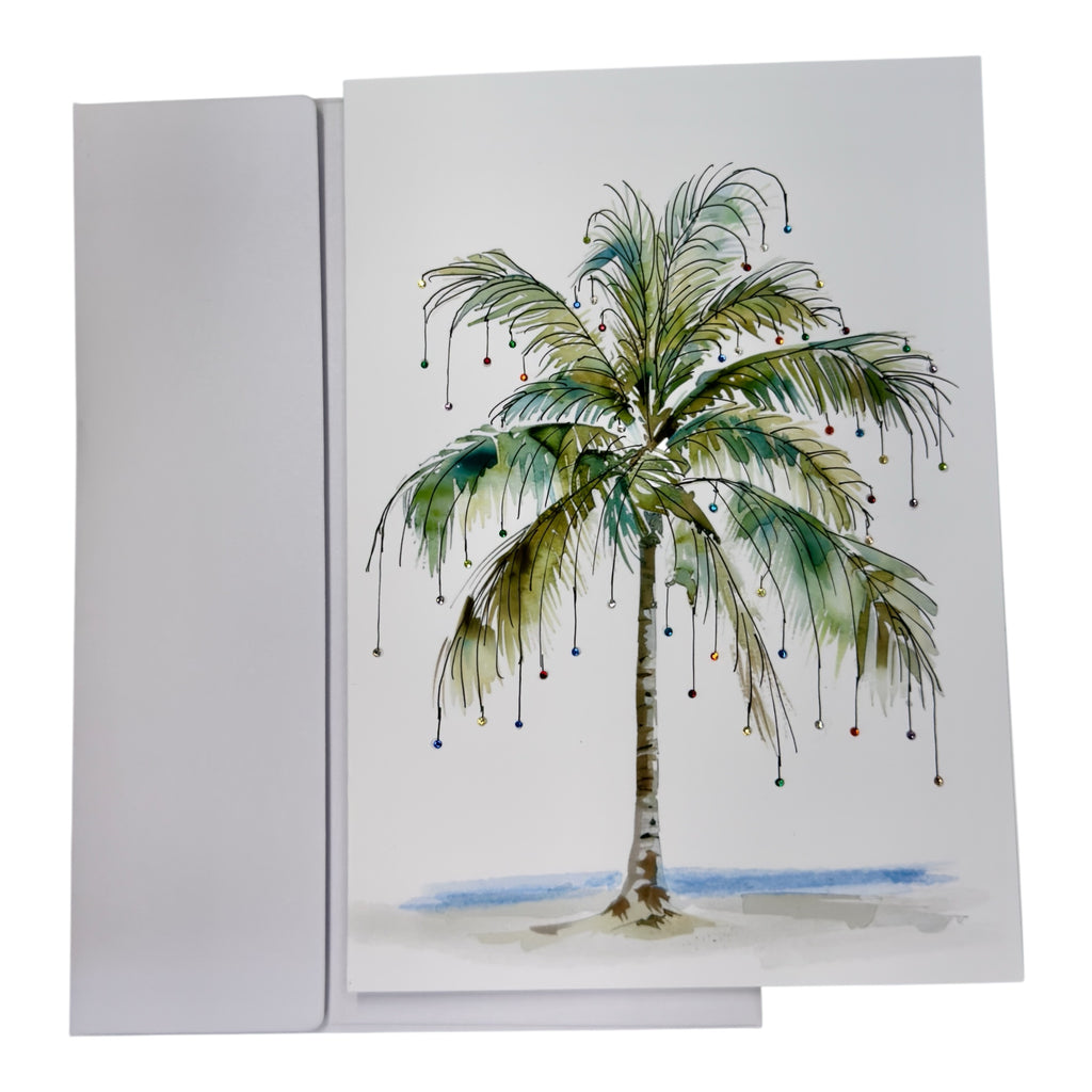 Palm Tree Card with Crystals  Tropical Greeting Card for Any Occasion