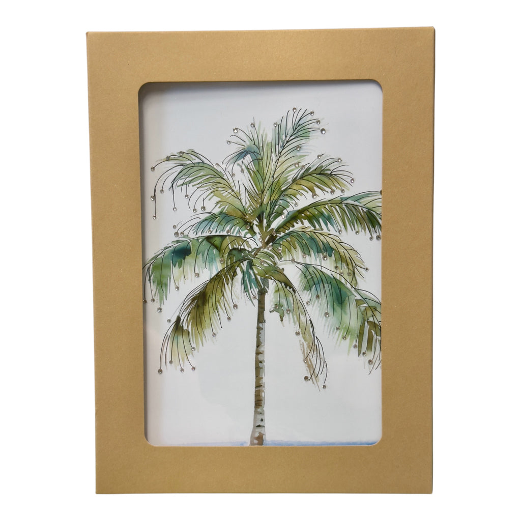Palm Tree Card with Crystals  Tropical Greeting Card for Any Occasion