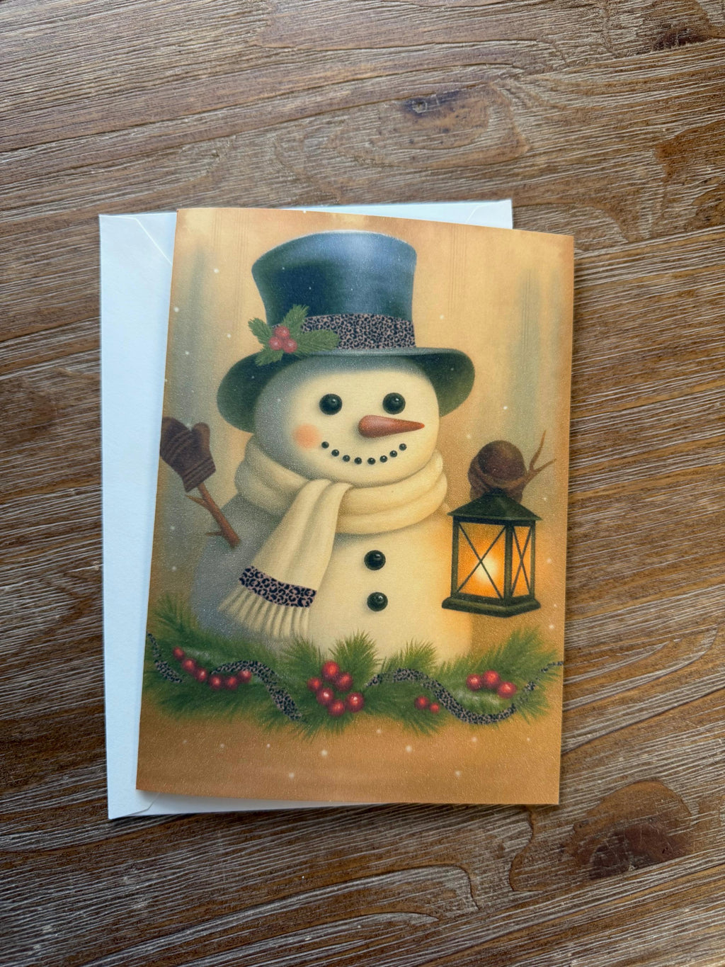 Christmas Snowman - Greeting Card Blank , Christmas Card, Snowman Christmas Card, sticker to match card