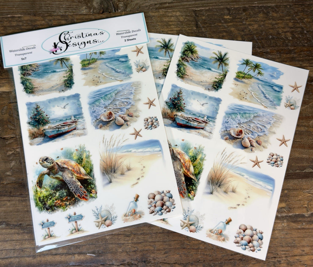 Beach Waterslide Decals:5x7 sheets x 2