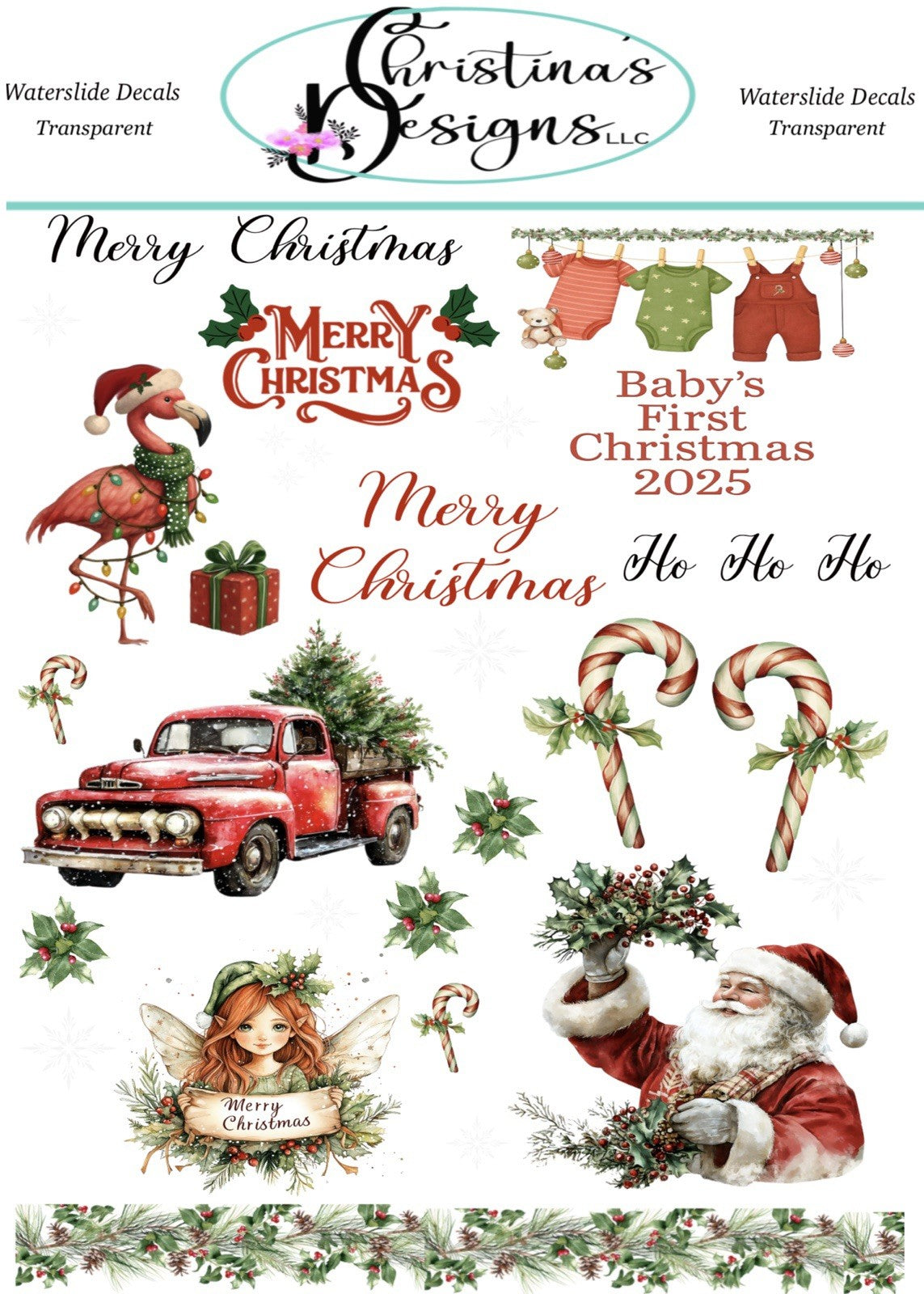 Christmas Waterslide Decals: Festive Snowmen & Winter Designs