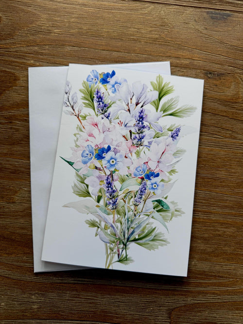 Bouquet  Of Wild Flowers , Greeting Card Blank , all occasion Card, sticker to match card