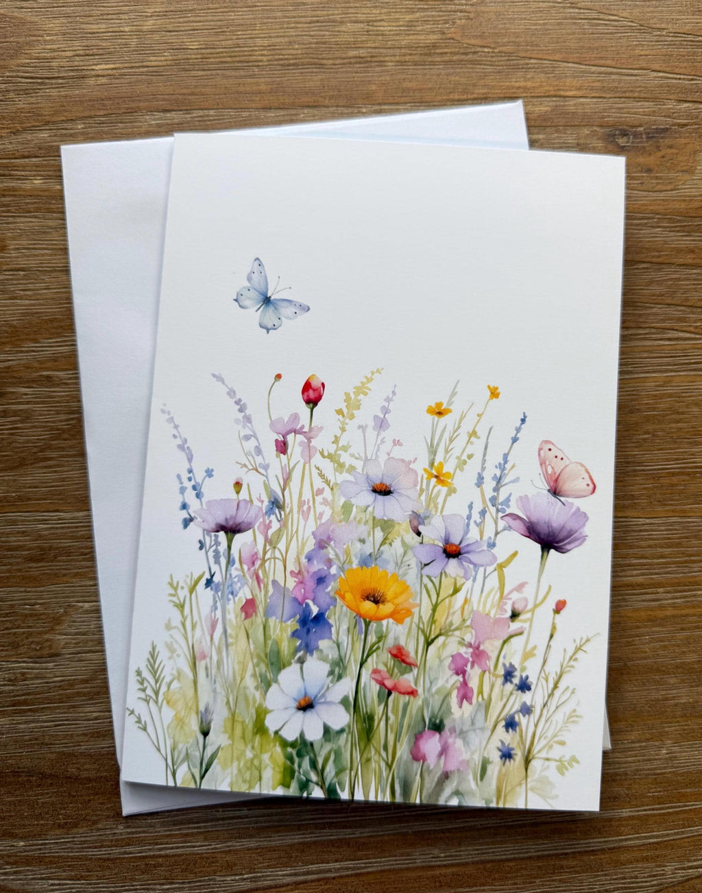 Field Of Flowers -Flowers, Greeting Card Blank , all occasion Card, sticker to match card