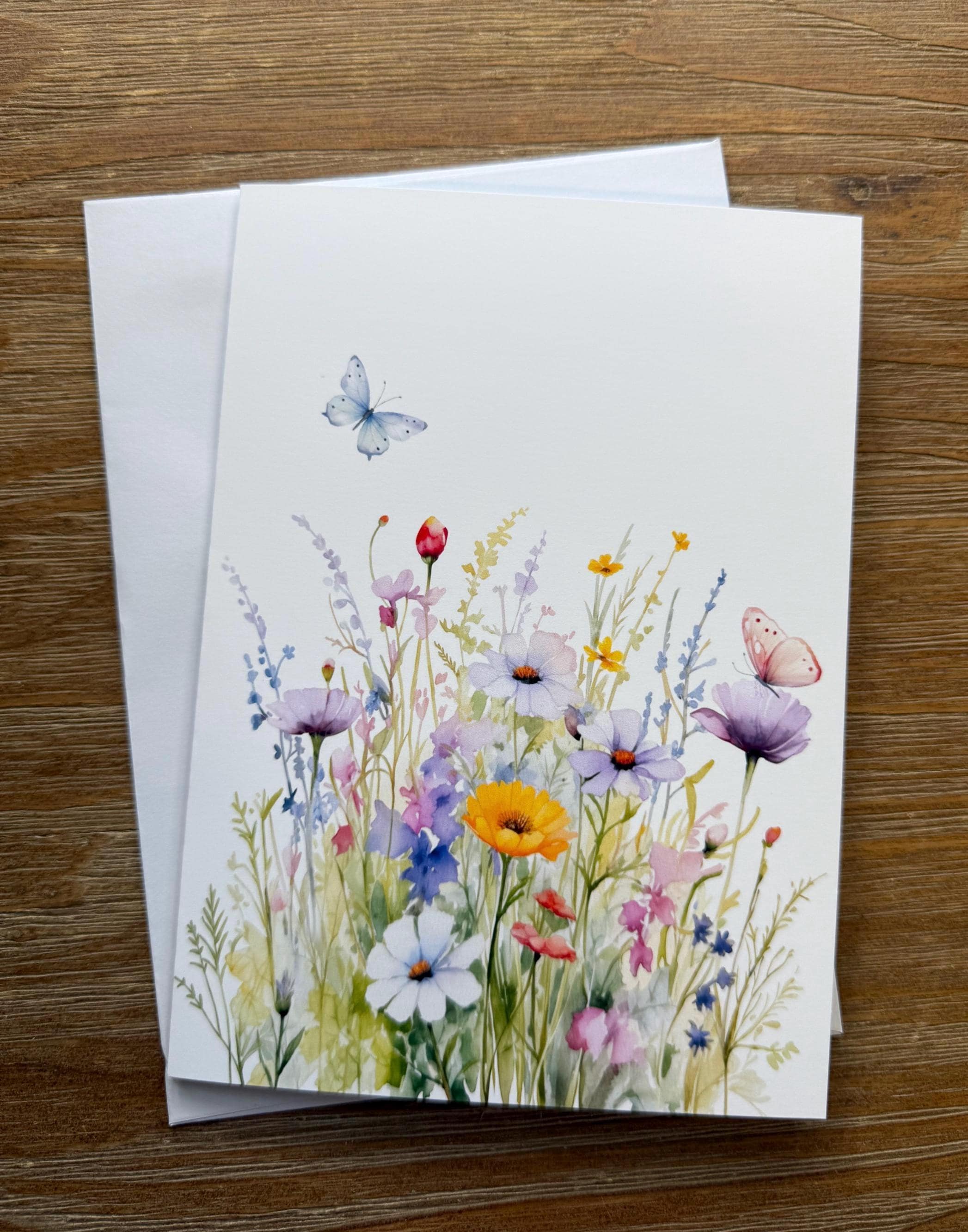 Field Of Flowers -Flowers, Greeting Card Blank , all occasion Card, sticker to match card