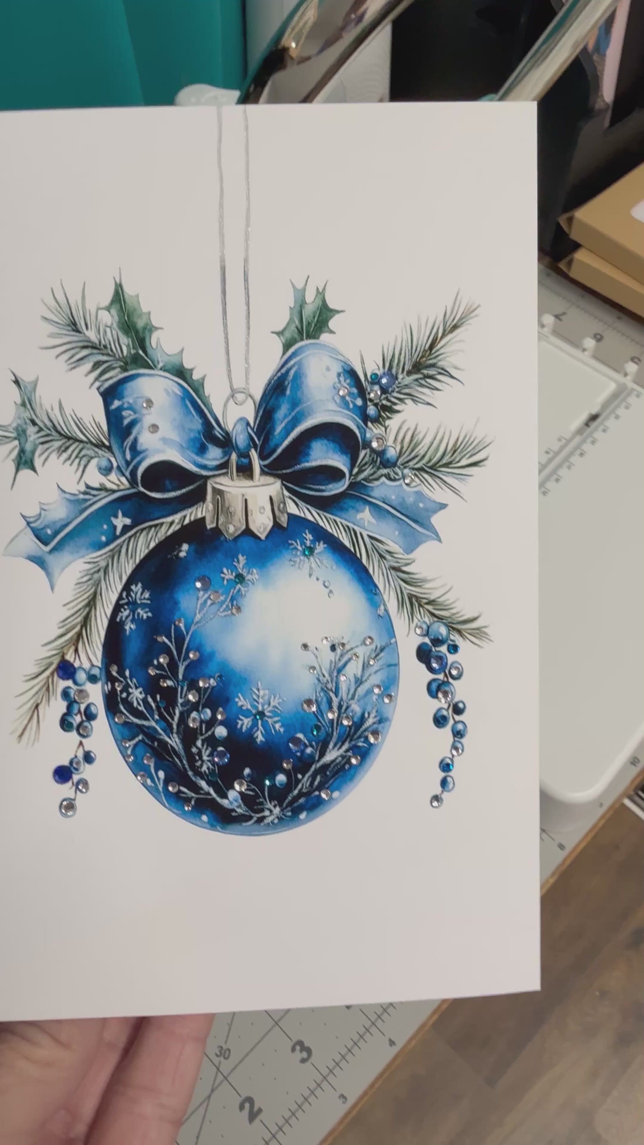 Crystal-Embellished Christmas Ornaments Greeting Card