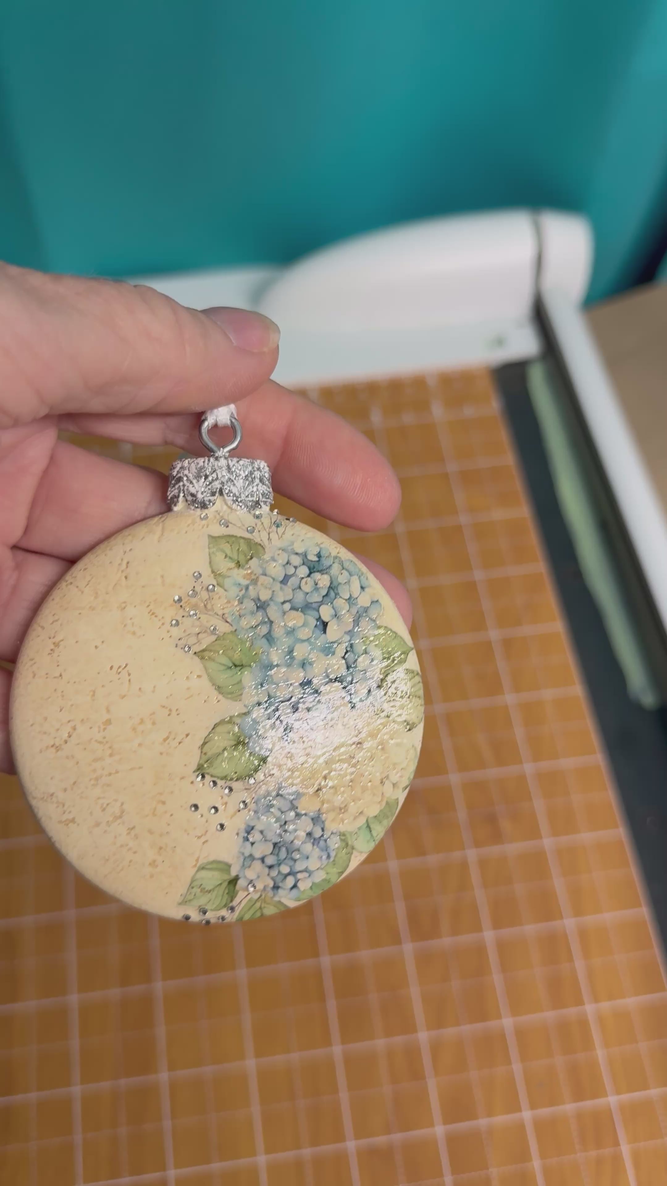 Personalized Hydrangeas Christmas Ornaments with Crystals  Custom Holiday Decor