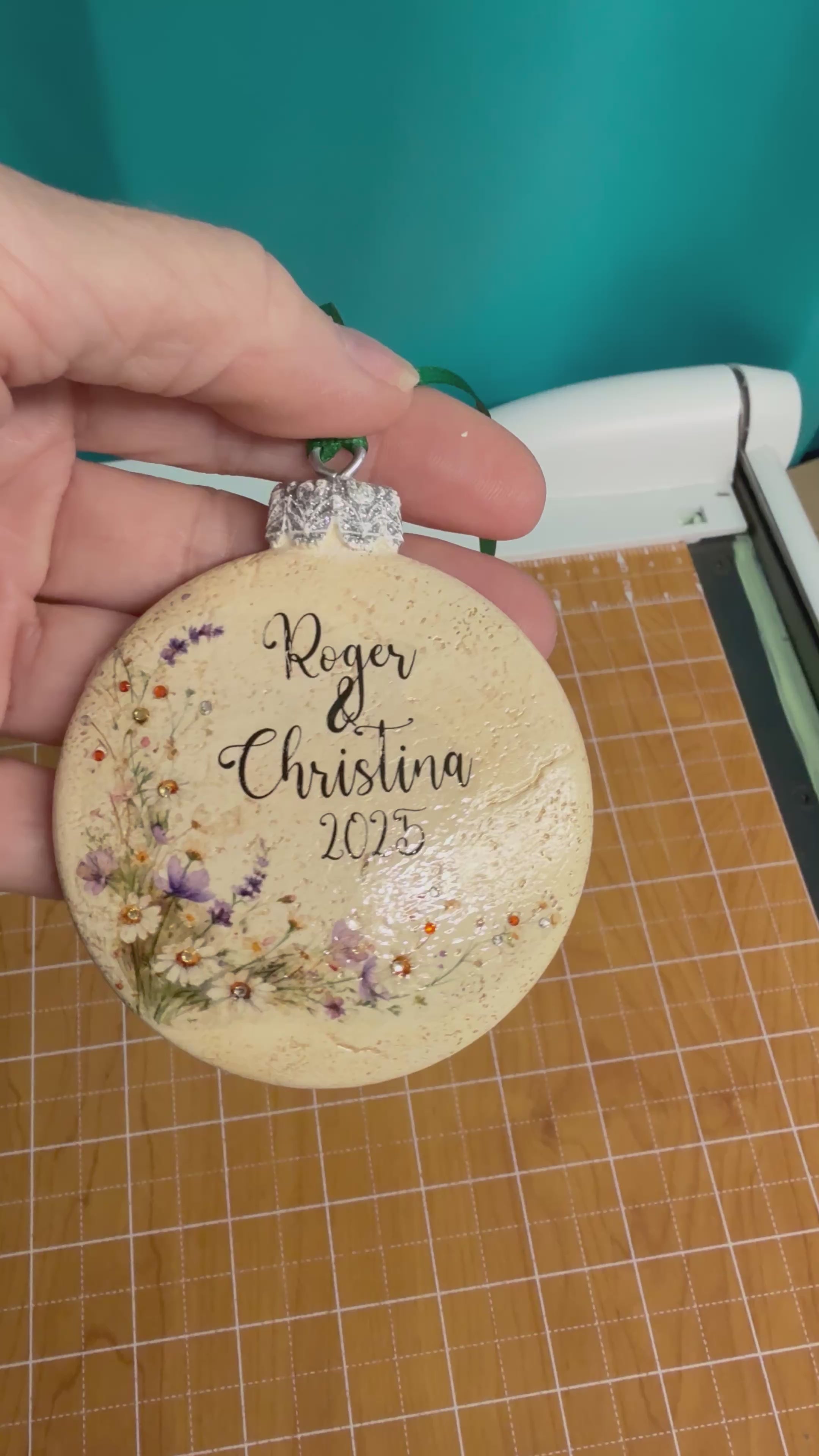 Personalized wildflower Christmas Ornaments with Crystals  Custom Holiday Decor